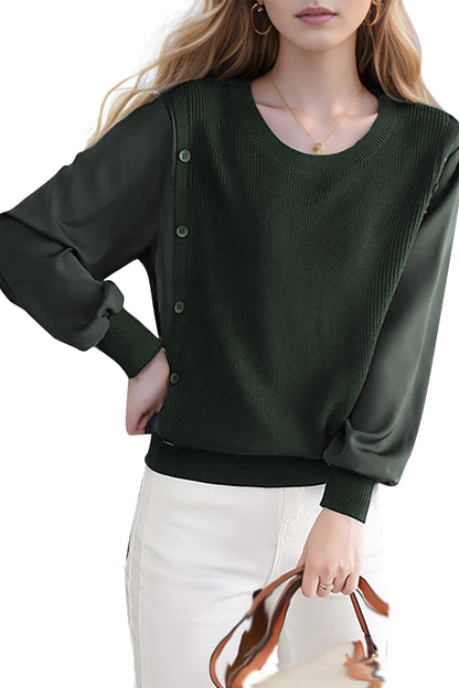 Women's Fall Casual Patchwork Shirt Pullover Loose Blouse Tops