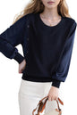 Women's Fall Casual Patchwork Shirt Pullover Loose Blouse Tops