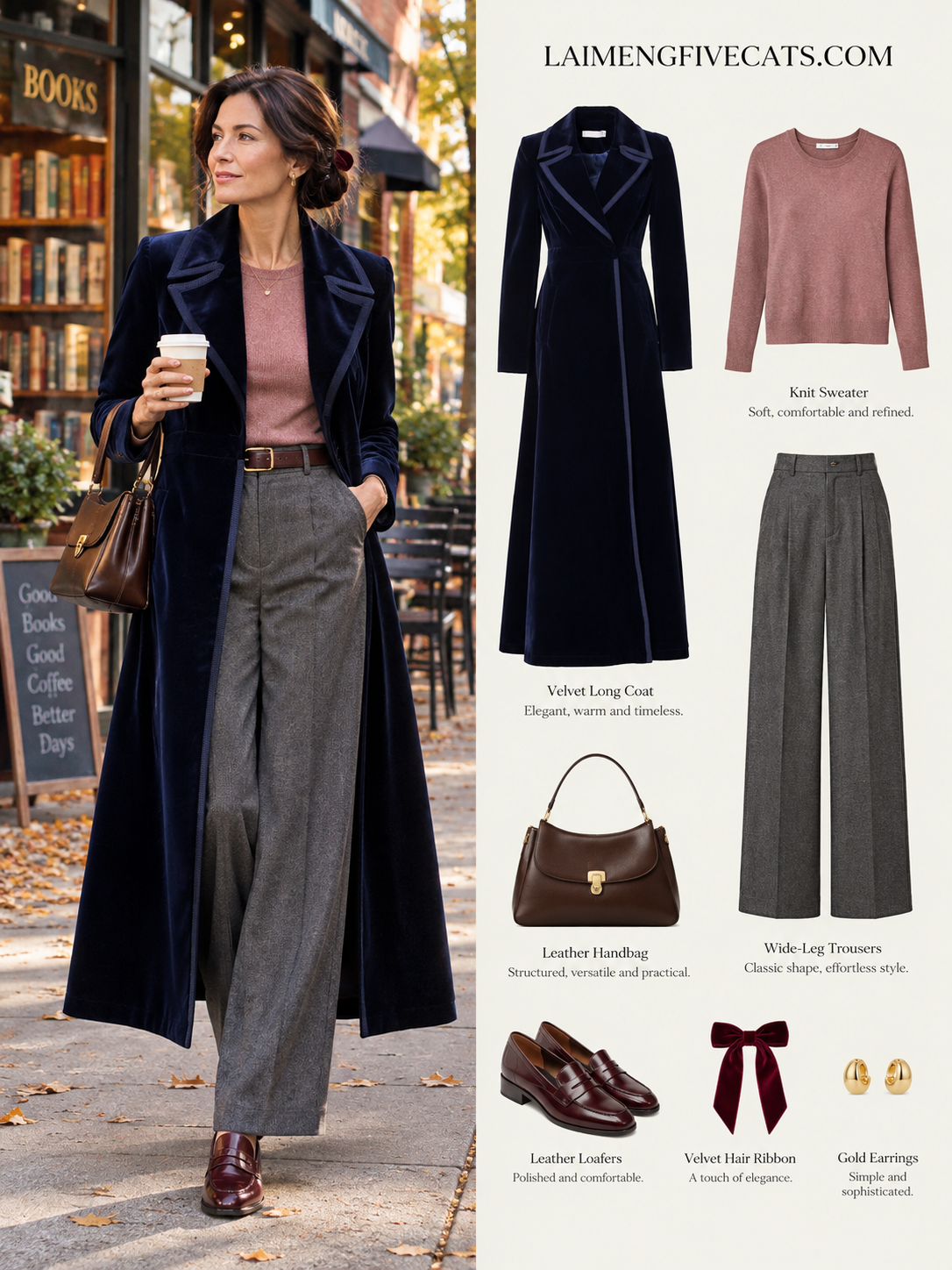 Women’s Long Velvet Coat – Burgundy & Navy | Elegant Fall & Winter Outerwear
