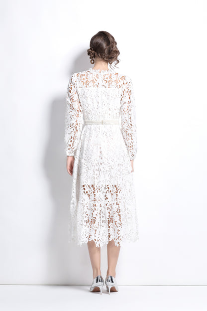 Elegant vintage lace midi dress