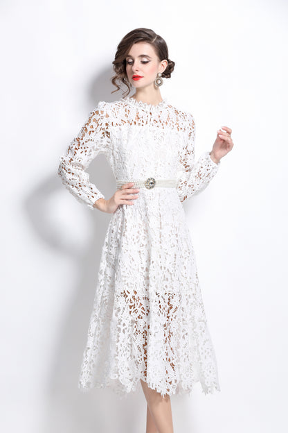 Elegant vintage lace midi dress