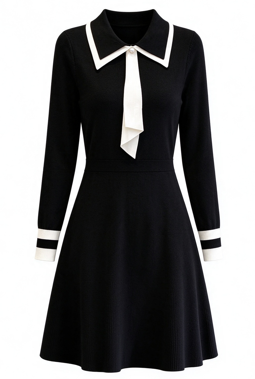 27795 Tie-Neck Knit Dress – Elegant Fall Dress for Women