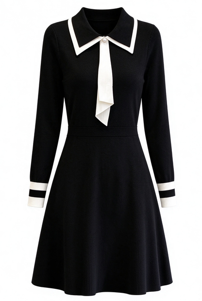 27795 Tie-Neck Knit Dress – Elegant Fall Dress for Women