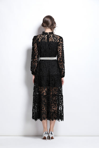 Elegant vintage lace midi dress