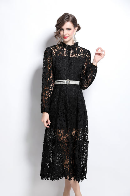 Elegant vintage lace midi dress