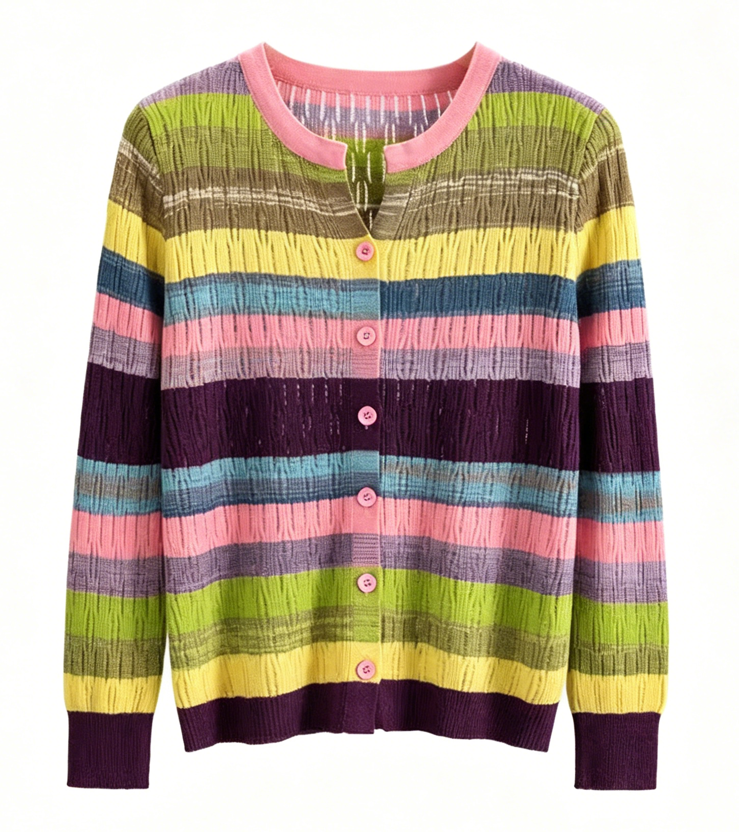 Colorful Stripe Open-Knit Cardigan – Lightweight Summer Layer