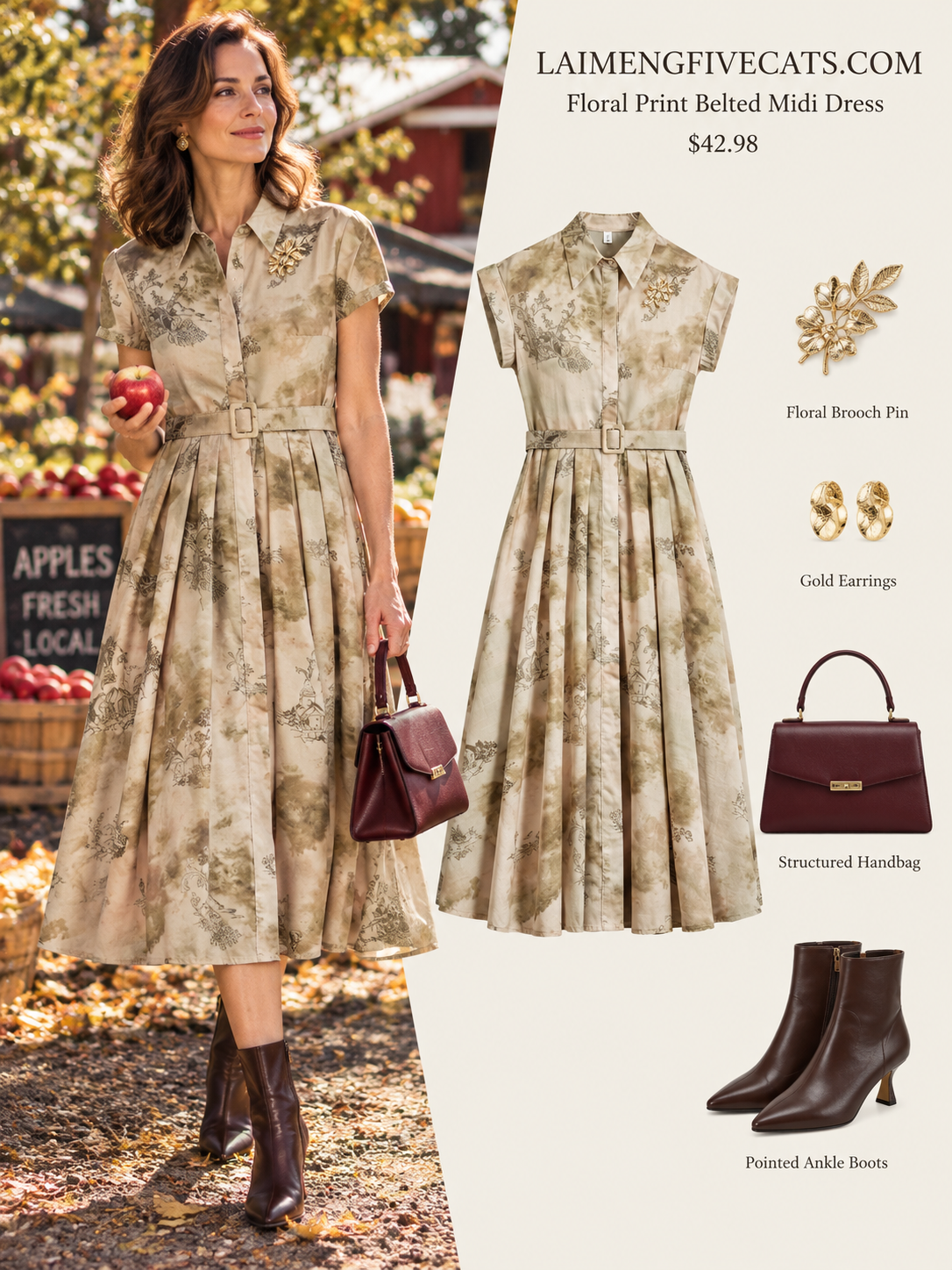 The Gallery Stroll Printed Belted Midi Dress