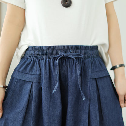 Women's Loose Jeans Elastic Waist Short Pants