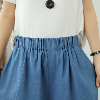 Women's Loose Jeans Elastic Waist Short Pants
