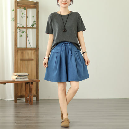 Women's Loose Jeans Elastic Waist Short Pants