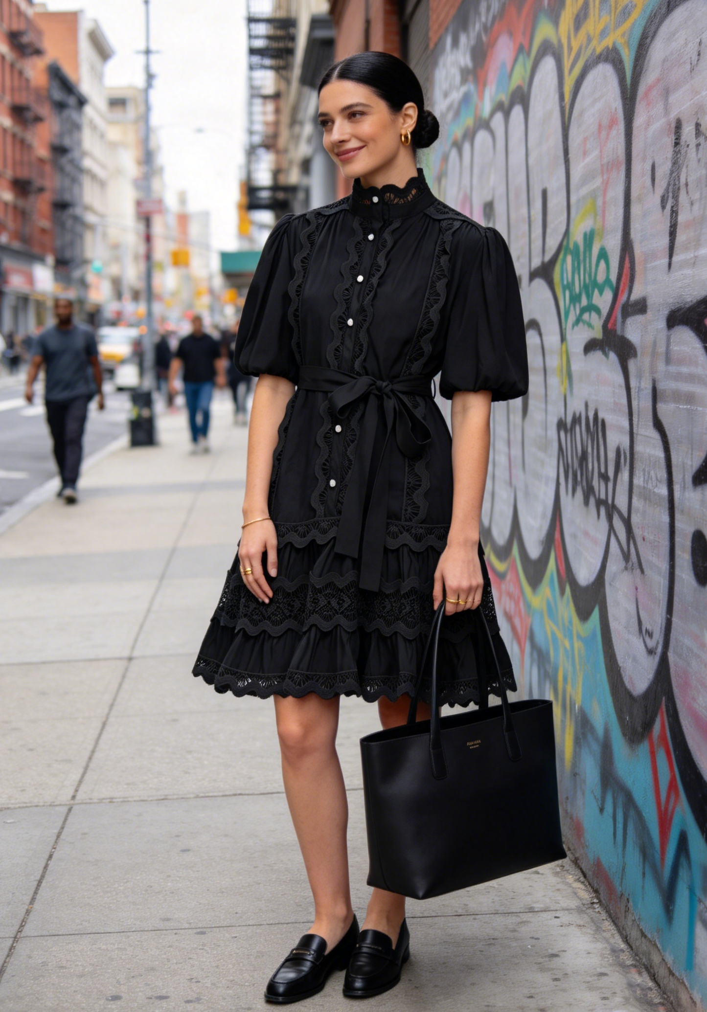 Black Lace Trim Mini Dress for Women – Elegant Romantic Summer Outfit