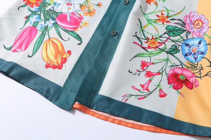 ESY-Women's Shirt Print Long Sleeve Button Blouse