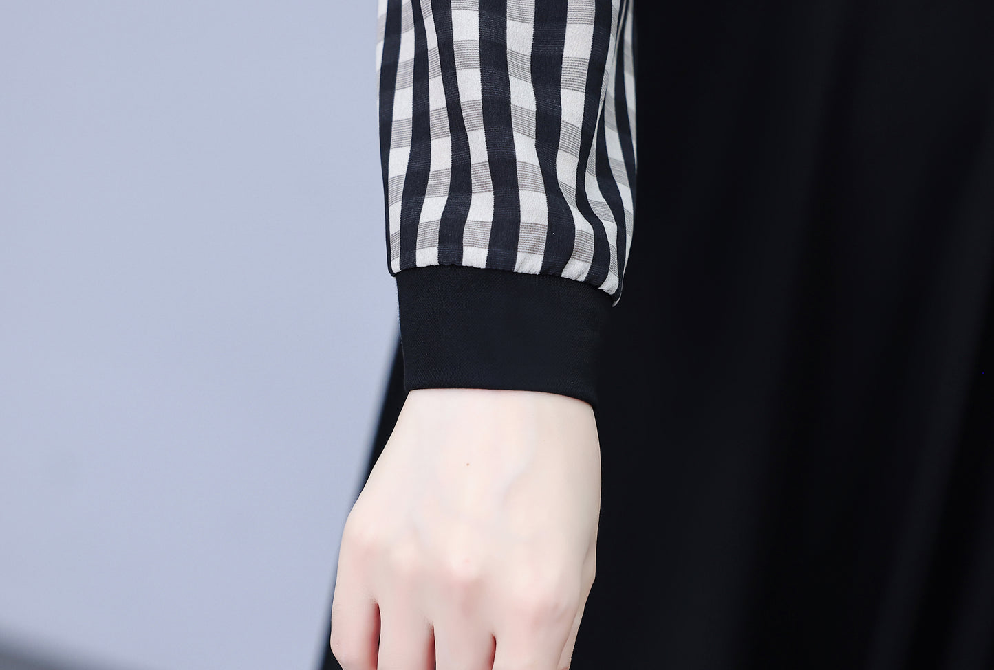 Women's Peter Pan Collar Long Sleeve Black Dress with Pocket - LAI MENG FIVE CATS