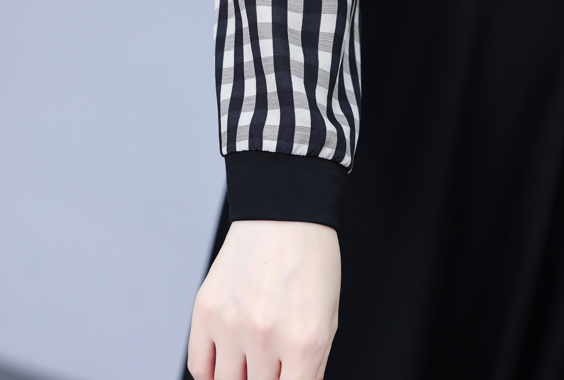 Women's Peter Pan Collar Long Sleeve Black Dress with Pocket - LAI MENG FIVE CATS