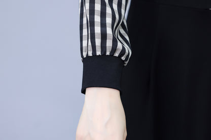 Women's V-Neck with Pockets Long Sleeve Black Dress