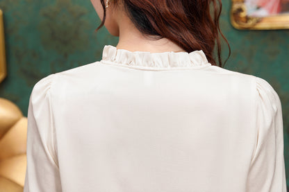 Women's Chinese Style Jacquard Short Sleeve Blouse