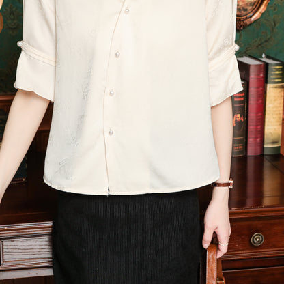 Women's Chinese Style Silk Satin Jacquard Blouse