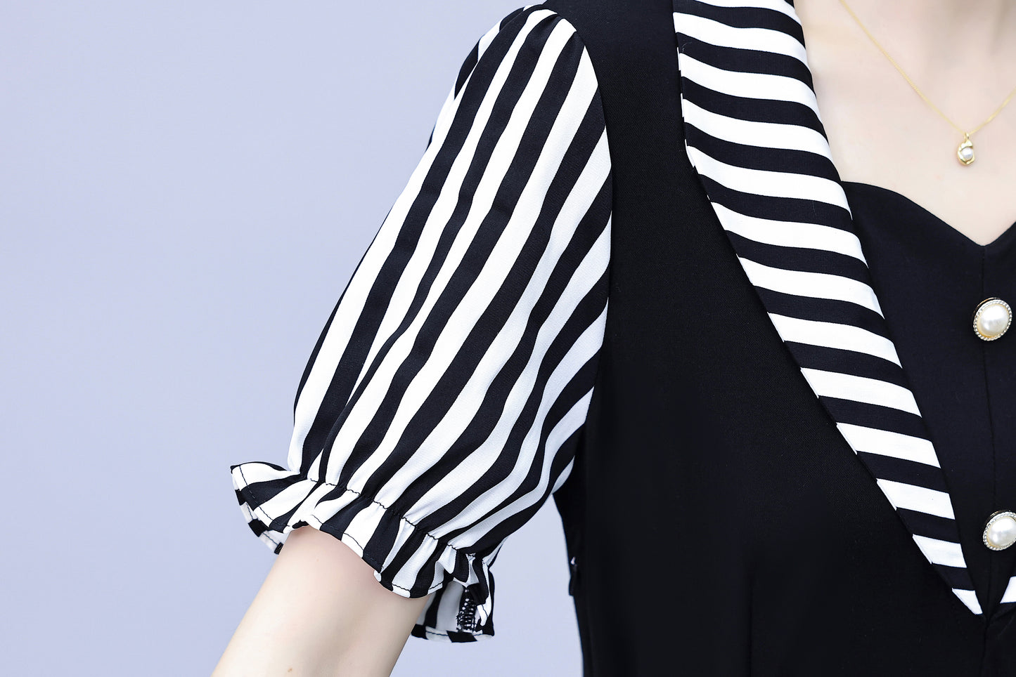 Women's Short Sleeve Pocket Work Office Suit Dress - LAI MENG FIVE CATS
