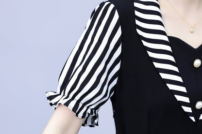 Women's Short Sleeve Pocket Work Office Suit Dress - LAI MENG FIVE CATS