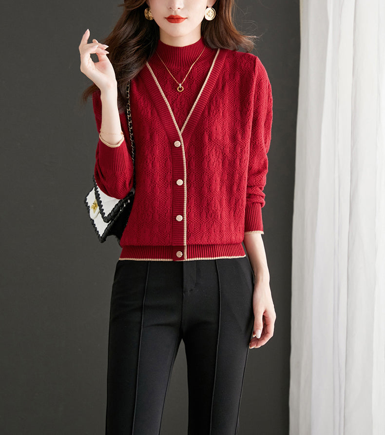 Women's Knit Sweater Lightweight 2 in 1 Dressy Pullover Tops