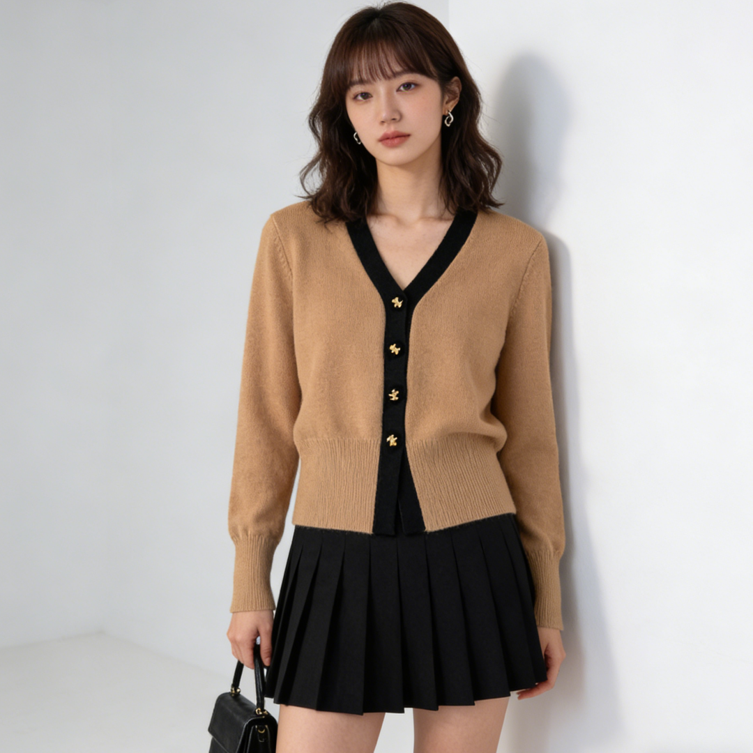 Women's Cardigan Sweater V-Neck Knit Long Sleeve Top