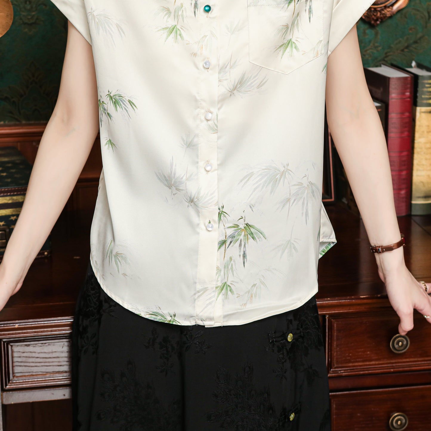 Women's Chinese Style Silk Satin Jacquard Blouse