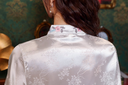 Women's Chinese Style Silk Satin Jacquard  Shirt - LAI MENG FIVE CATS