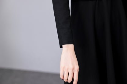 Women's Long Sleeve Pocket Work Office Suit Dress