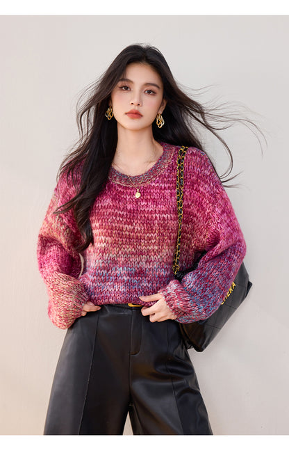 SD-Puff sleeve Colorful Pullover Sweater