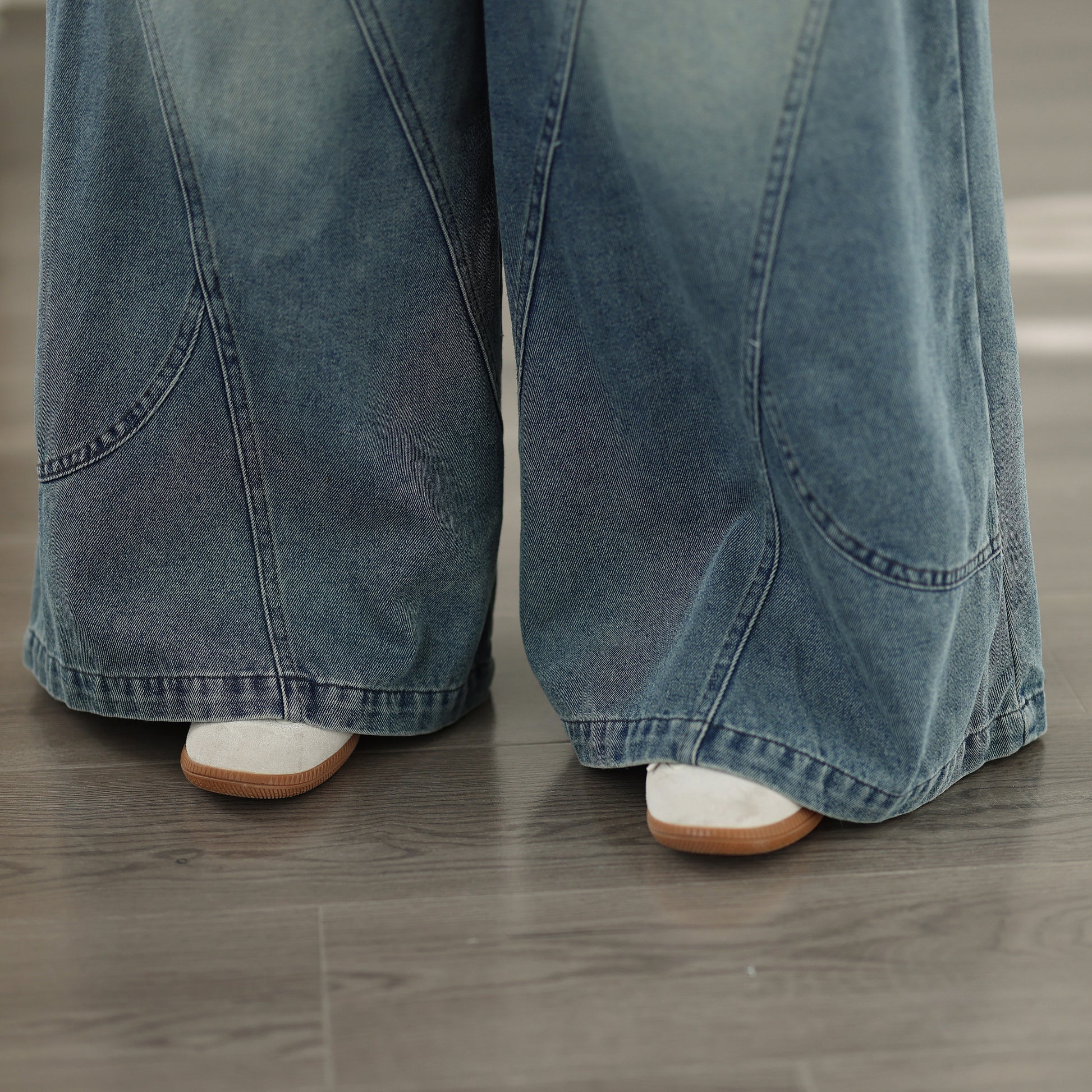 Jeans for Women Wide Leg Pull On Elastic Waist Denim - LAI MENG FIVE CATS