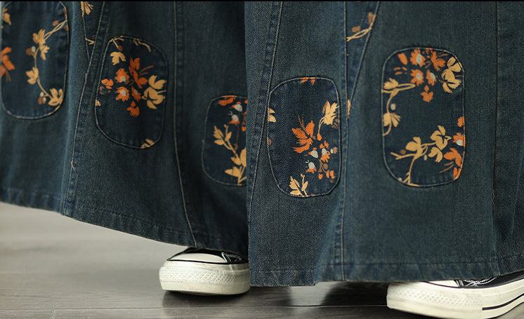 Women's Denim Wide Leg Baggy Jeans Drawstring Pants