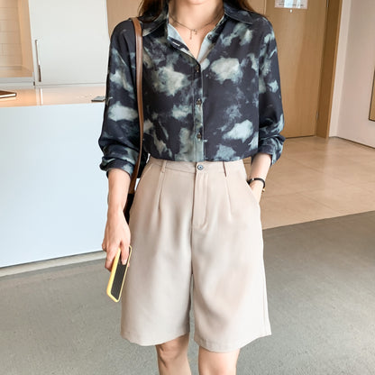 26-Women's Button Floral Print Shirt Loose fit Blouse