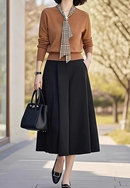 Women's Tie V-Neck Sweater Solid Color Pullover Tops