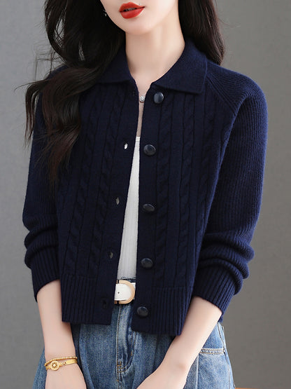 Women's Cable Knit Cardigan Open Front Sweater Jacket