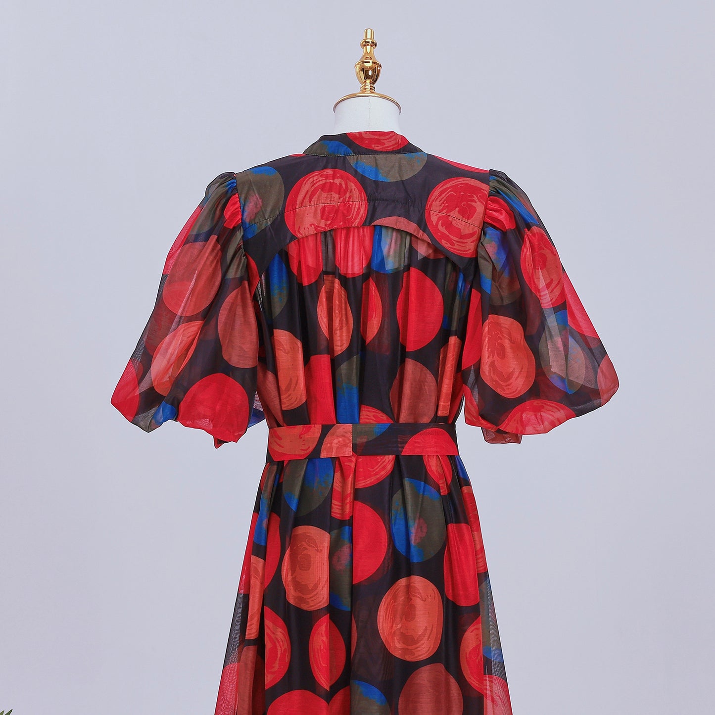 Women's Floral Print Puff Sleeve Fishtail Loose Maxi Dress