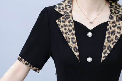 Women's Short Sleeve Pocket Work Office Suit Dress - LAI MENG FIVE CATS