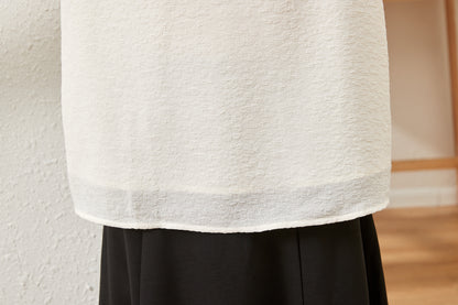 Women's Silk Satin Mandarin Collar Long Sleeve Blouse Top - LAI MENG FIVE CATS