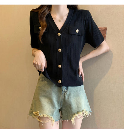 Button Knit Top – Lightweight Summer Cardigan