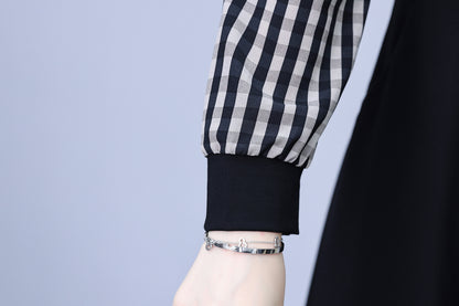 Women's Elegant Tie Neck Long Sleeve Black Dress