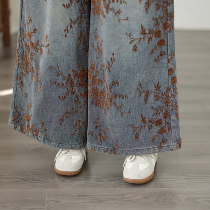 26-Women's Denim Wide Leg Baggy Elastic Waist  Jeans - LAI MENG FIVE CATS