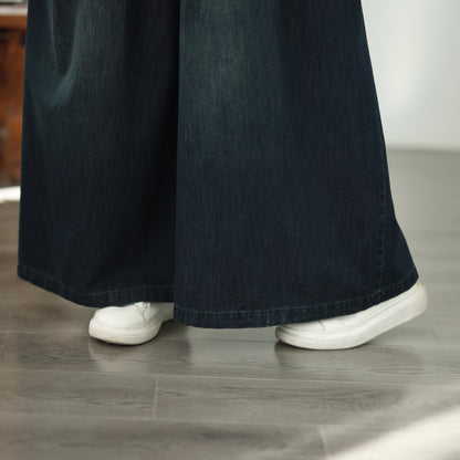 Women's Jeans Elastic Waist Baggy Wide Leg Denim Pants