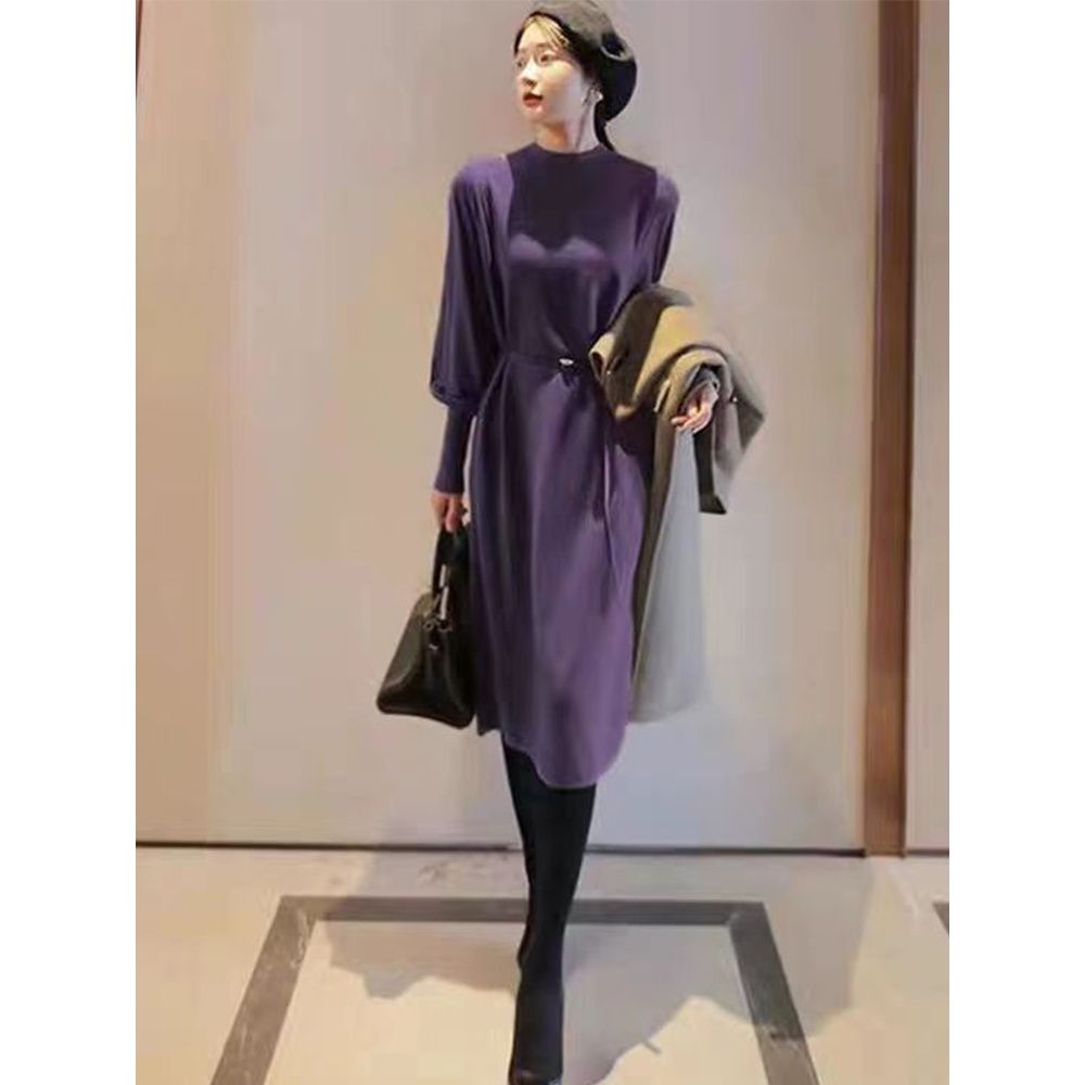 Women's Turtleneck Knit Sweater Midi Dress - LAI MENG FIVE CATS