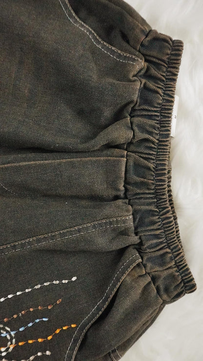 Casual Jeans Denim Loose Pants Elastic Waist with Pocket