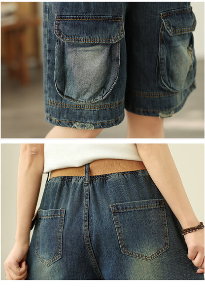 Women's Bermuda Shorts Baggy Jean Denim Shorts - LAI MENG FIVE CATS