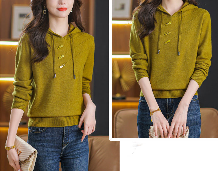 Women's Hoodie Knit Lightweight Sweater Pullover