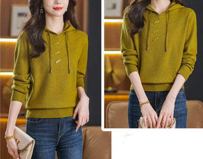Women's Hoodie Knit Lightweight Sweater Pullover