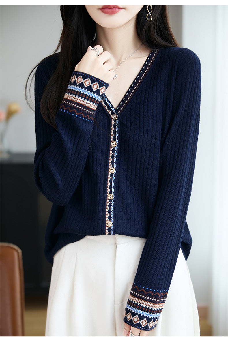 Women's Tribal Ethnic Graphic Sweater Cardigan Knit