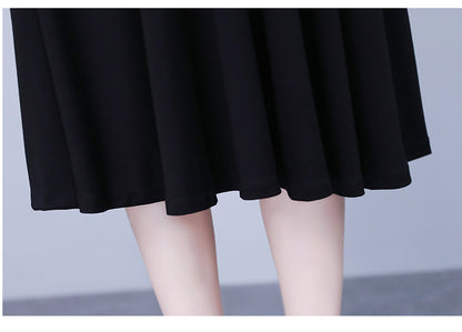 Women's Peter Pan Collar Short Sleeve A-line Midi Dress - LAI MENG FIVE CATS