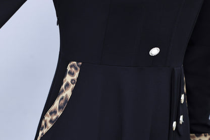 Women'sLong Sleeve Work Office Suit Dress with Pockets