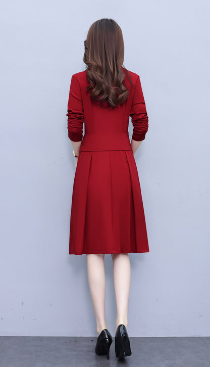 Women's Long Sleeve A-Line Work Office Suit Dress